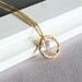 Circle and Pearl Necklace Hammered Circle in gold by smilesophie