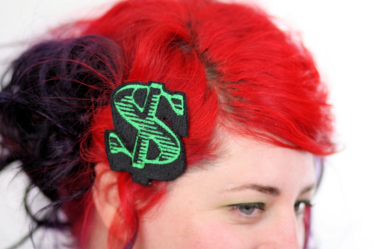 Green Dollar Hair Clip, Money, Hair barrette