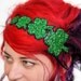 St Patricks Headband, Shamrocks in Emerald Green Glitter