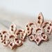 vintage post earrings, fleur-de-lis , vintage brass metal, sterling silver , rustic delicate