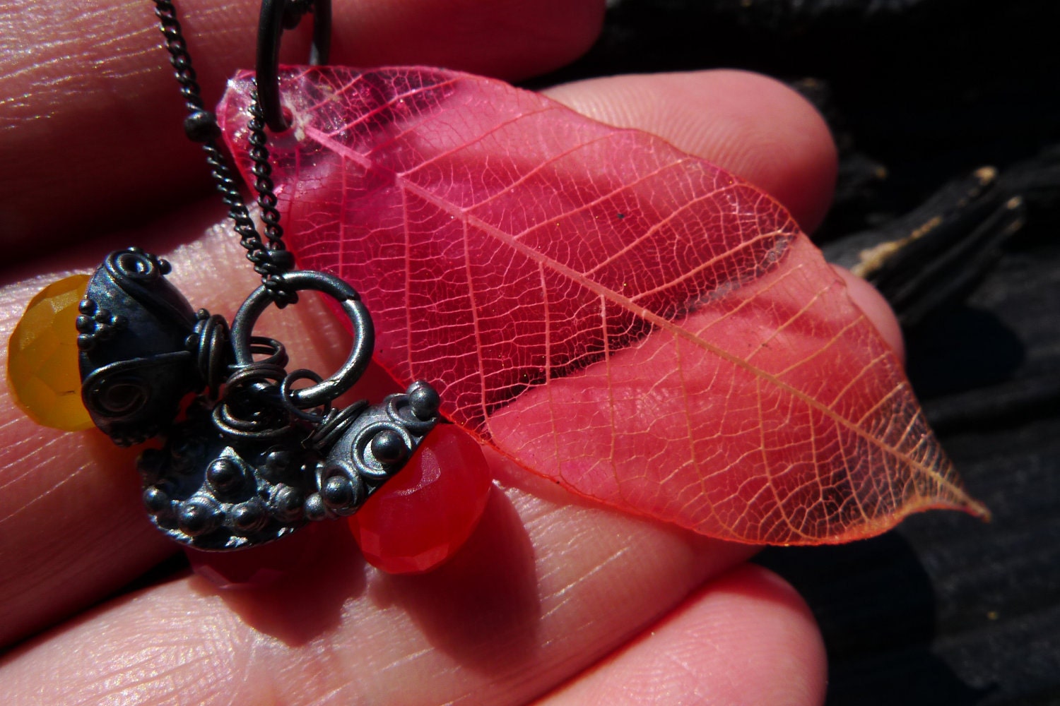 30 OFF SALE chalcedony necklace preserved rubber tree by BeijoFlor