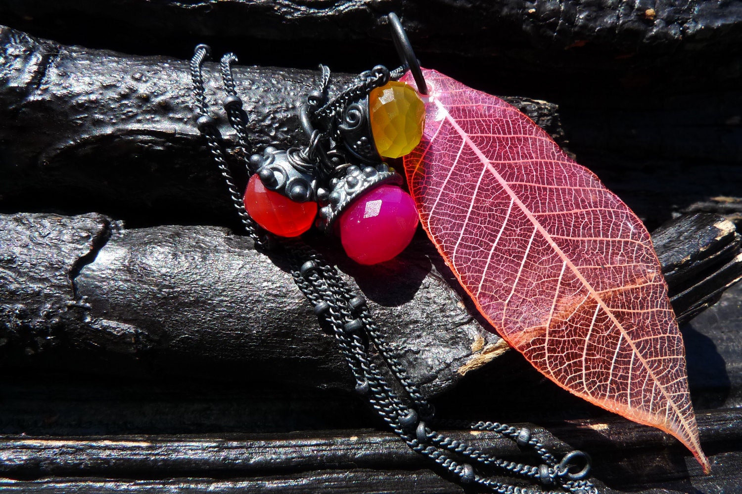 30 OFF SALE chalcedony necklace preserved rubber tree by BeijoFlor