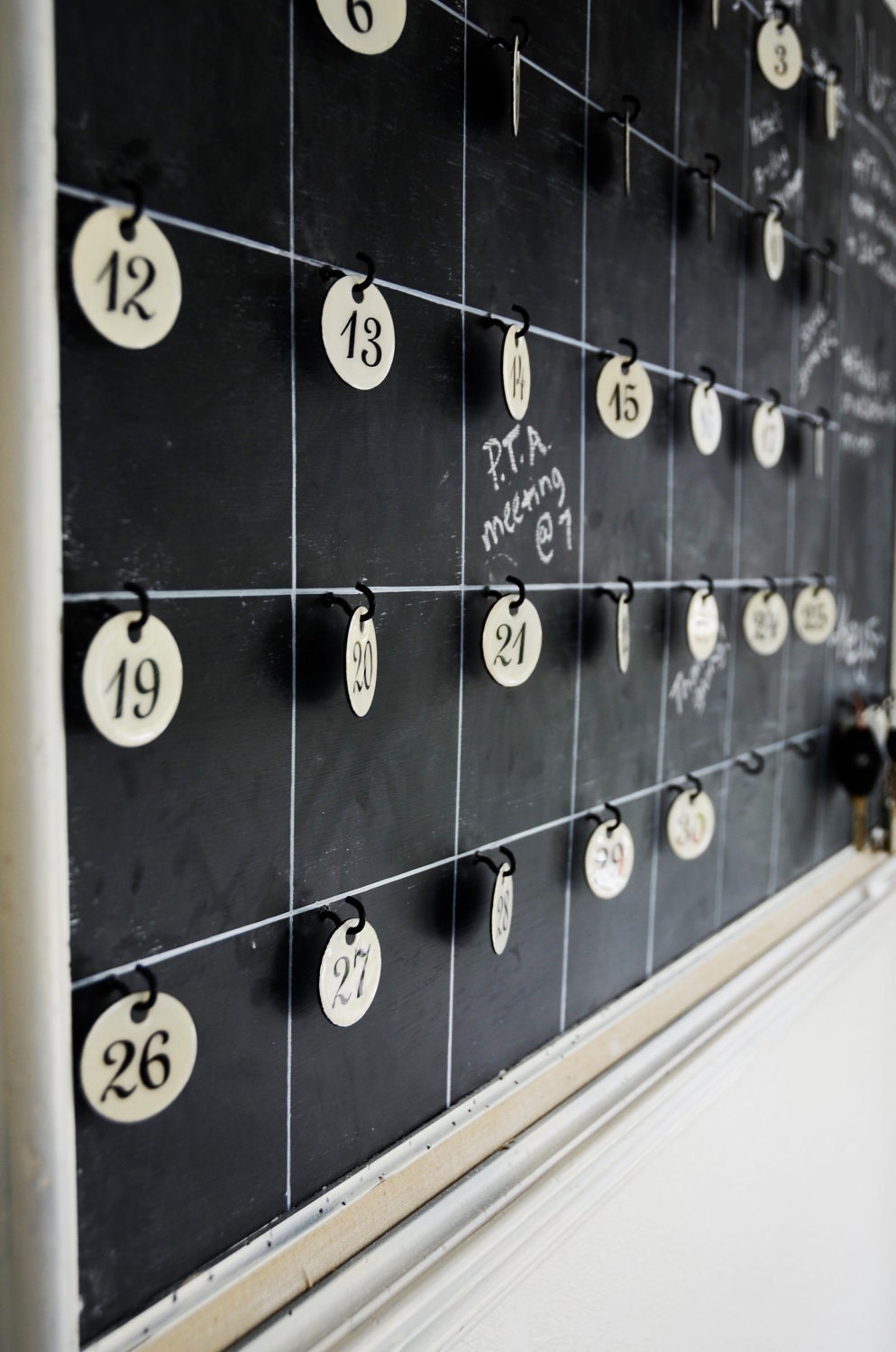 Vintage French Enamel Tag Chalkboard Calendar and Interactive Board