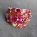 nice silver plated pink orange red enamel  ring , large wide size 7 fruit color sun set color