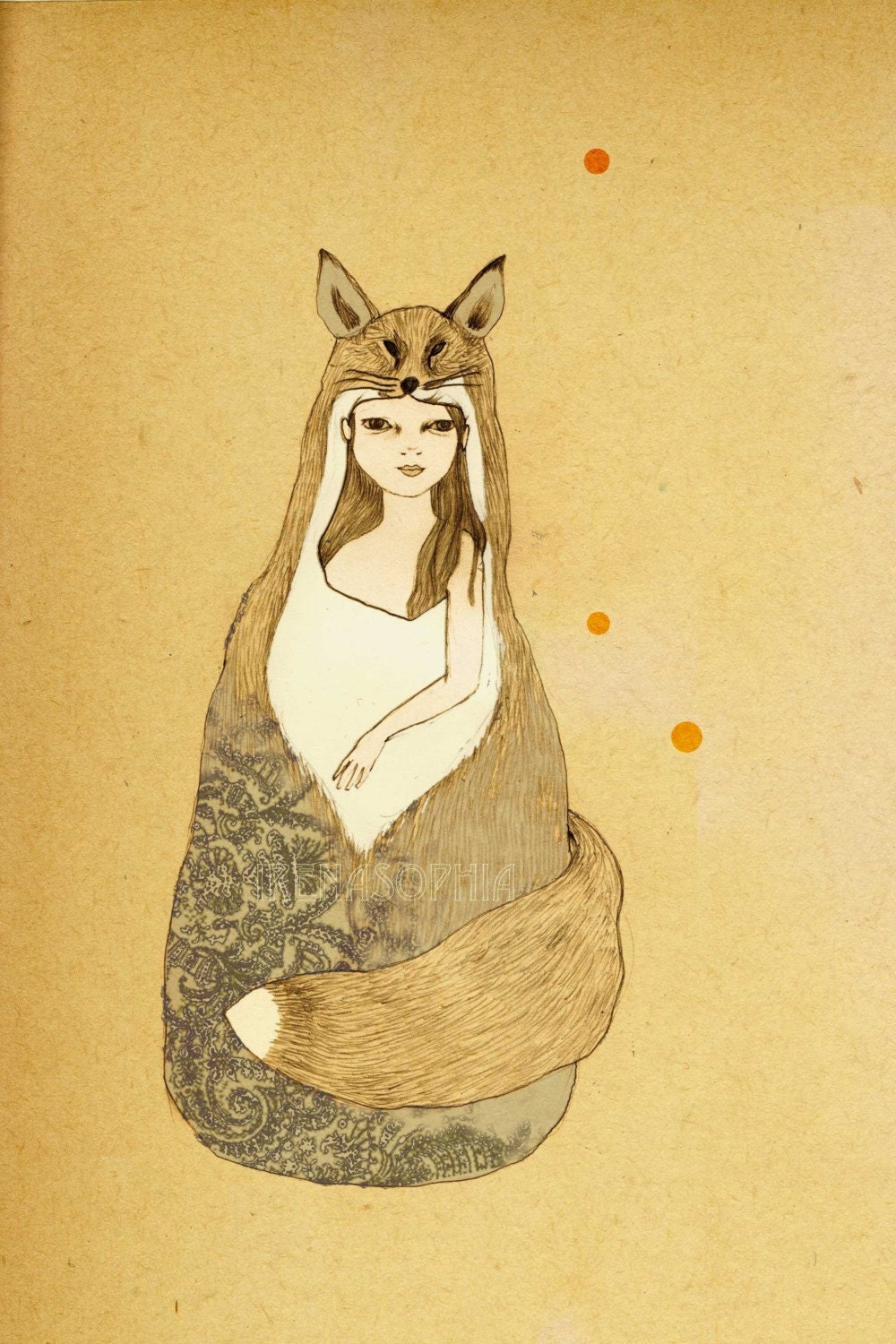 Foxy Girl print of original drawing