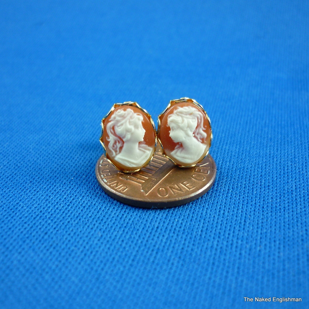 Vintage and petite faux cameo stud earrings