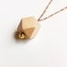 Geometric Wood Charm Necklace - Minimalist Wooden Boho Geo Pendant w/ Long Copper Chain