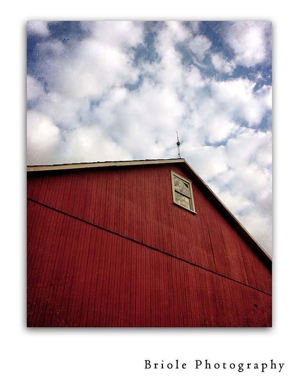 8"x10" Red Barn Photograph Rustic Farm Soft Blue Sky Pennesylvania Wine Country IN STOCK, Ready to Ship.