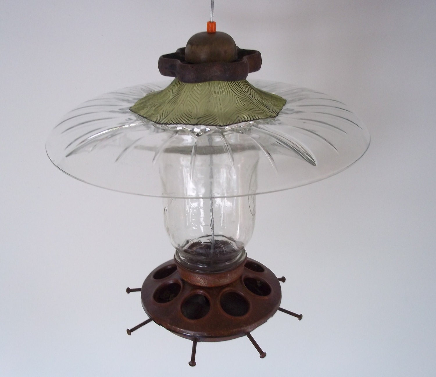 PACIFIC Bird Feeder Recycled Upcycled Eco Glass & Metal Outdoor Sculpture Bird Feeder