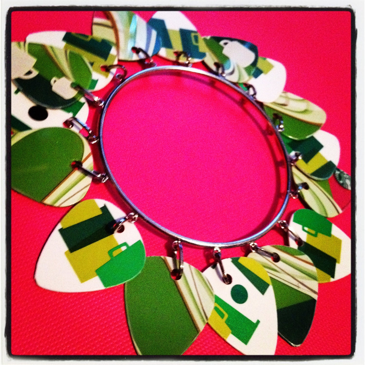 GREEN upcycled gift card charm bracelet