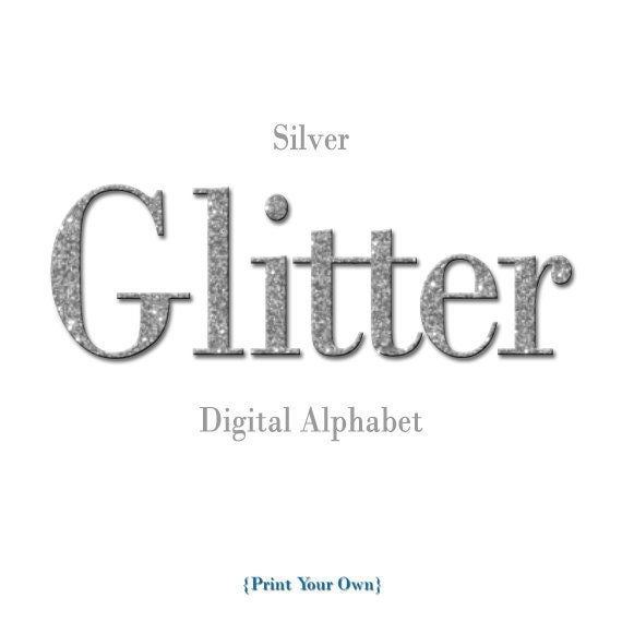 Silver Alphabet - Silver Digital Alpha - PNG and JPG - Journal Scrapbooking