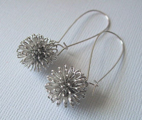 Silver Dandelion Earrings