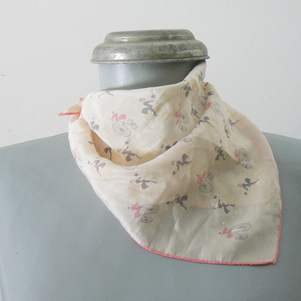 silk .vintage. (bicycle pattern) scarf