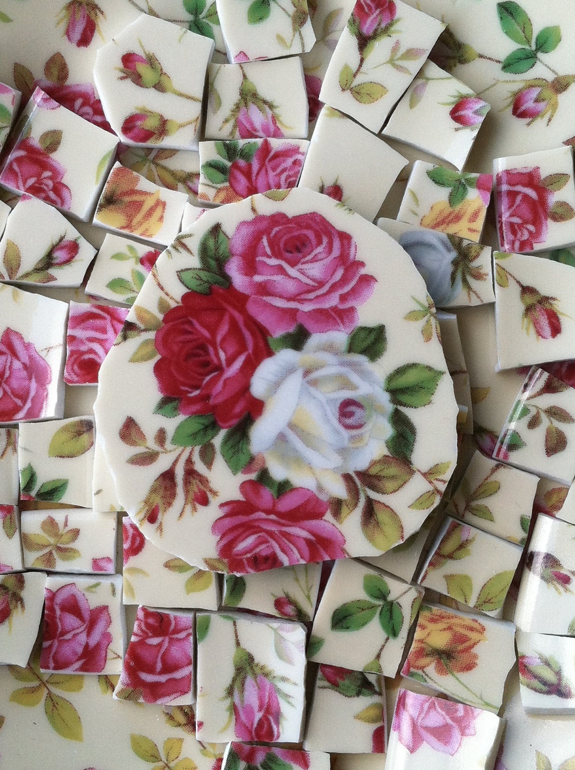 ShaBby ChiC RoSe Chintz Mosaic Tiles Broken China Tile with Focal
