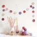 NEW cottage chic crochet flower garland... Violet - grape, damson, soft pink and vintage coral