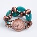 Double stranded turquoise & antique copper interchangeable beaded watch - watch face included
