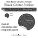 Blank Premade Shop Banner and Graphics Set Template - Black Glitter Sticker - Add Your Own Text -  Easy to Edit - Video Instructions