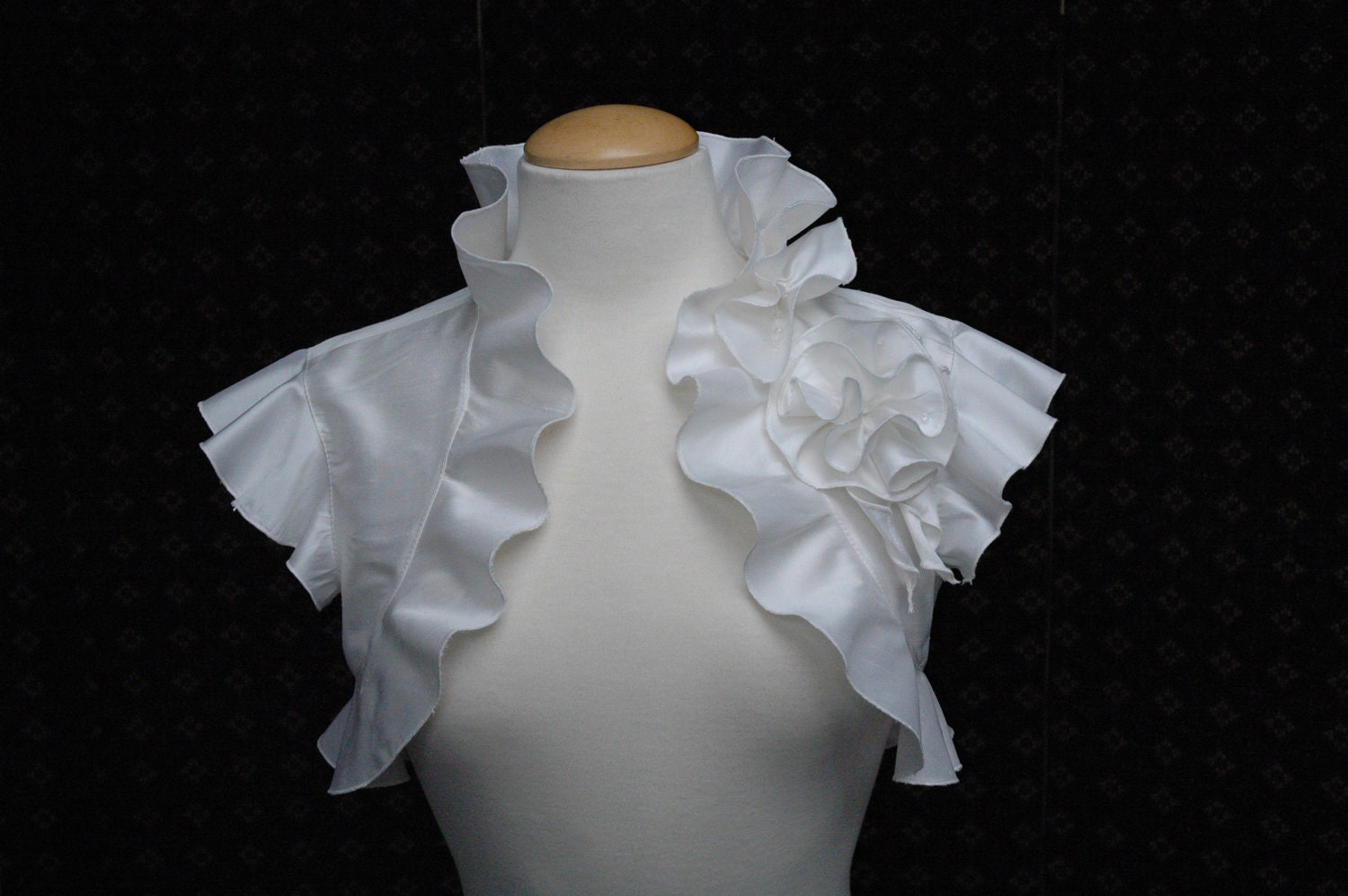 Bolero Jacket Shrug Wedding Silk white black ivory