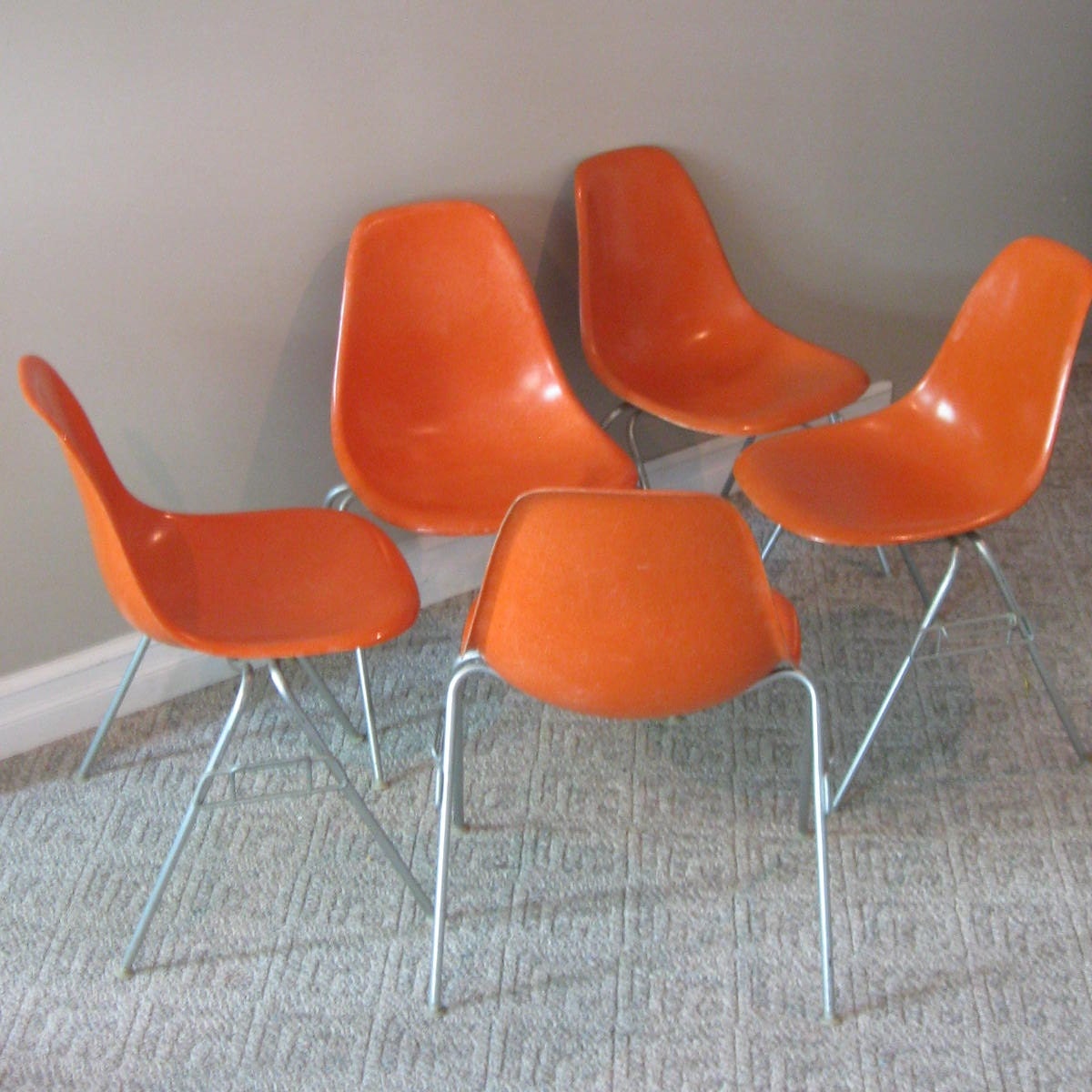 circa 1950s HERMAN MILLER set of FIVE side shell chairs