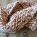 chunky knit cowl or eternity scarf - hand knit in seed stitch - english rose, brown and white, ready to ship today