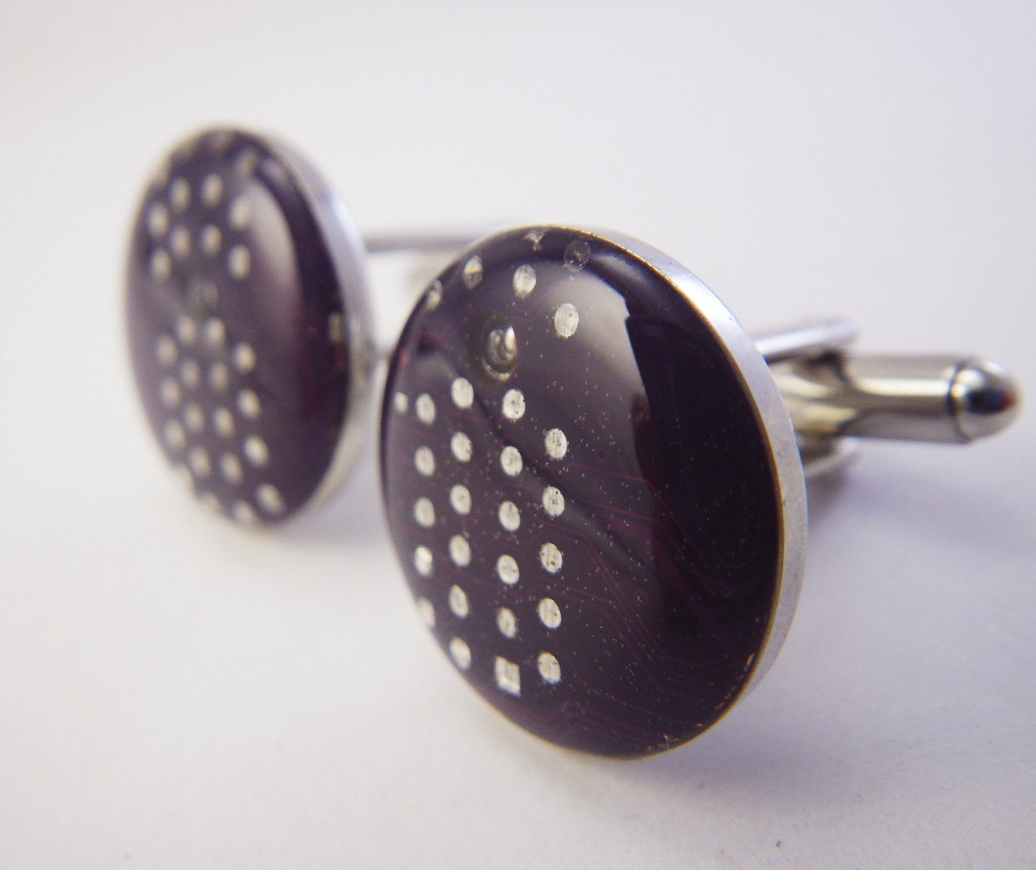 Circuit Cuff Links in Deep Violet Purple