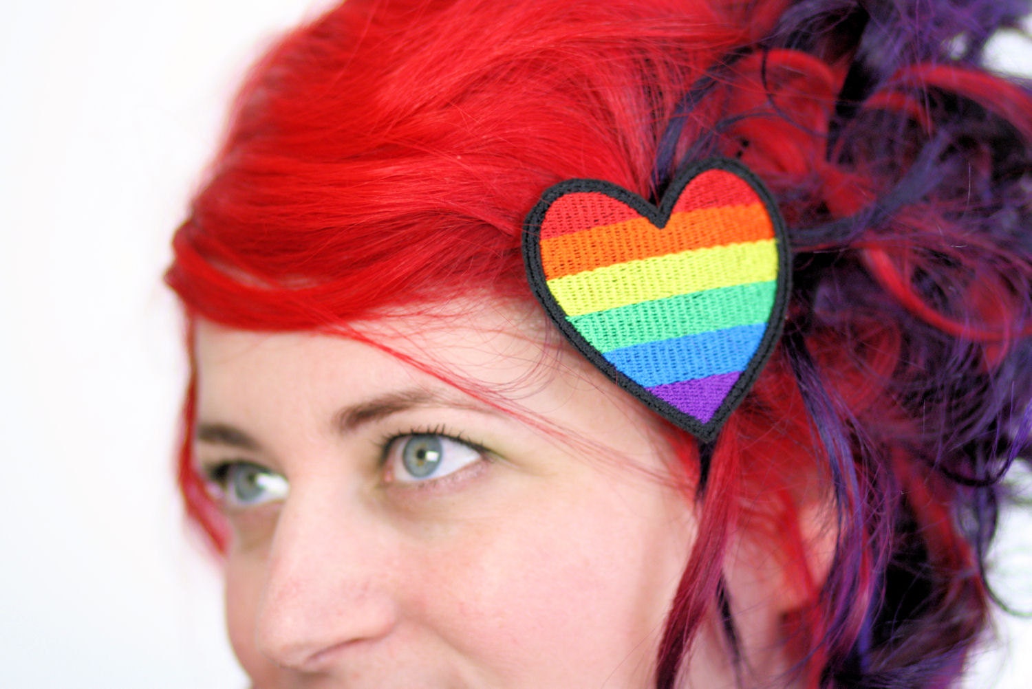 Rainbow Heart Hair Clip, Rainbow Clip