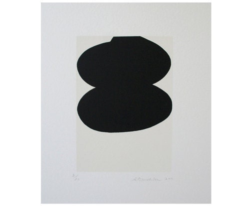 Simple abstract original sreenprint in black and cream on Fabriano Rosapina paper