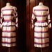 70s dress / silk white striped cocktail dress w peplum // pink blue purple XS by Albert Nipon