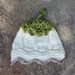 Pixie cloche baby girl hat - size 6-12mo - knitted and crocheted - flower petals leaves spring summer