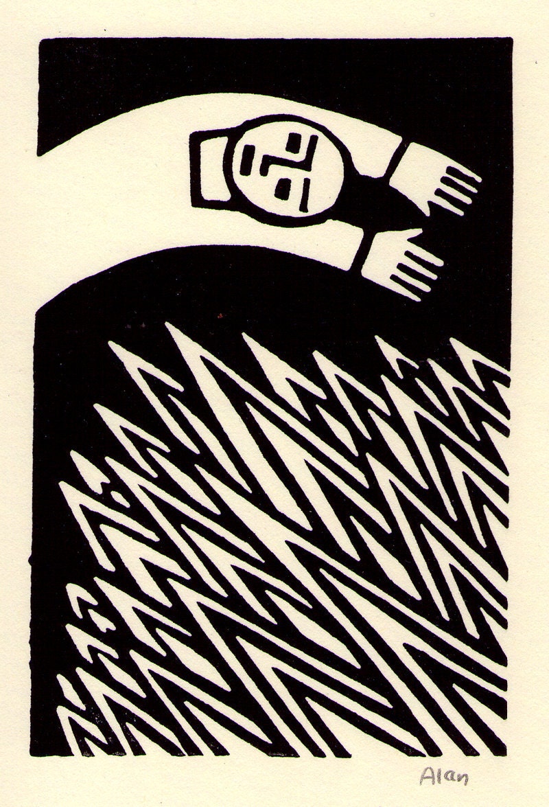 Over it. Linocut