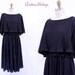 1970s black dress / vintage 70s XL fluttery cocktail dress / plus size dress
