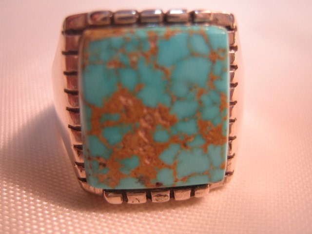 Mens Handmade  Turquoise 925 Silver Ring by Anastasisilverdesign from etsy.com