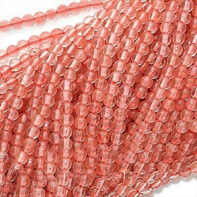 Cherry Quartz Glass Tiny Round 2mm Beads / 16 Inches - SPQH-02