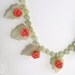 Coral, Serpentine Floral Beaded Necklace, Earring Set - Handmade