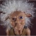 Mean Old Goat - grumpy faun OOAK elderly woman satyr sculpture with pipe and cane