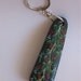 Green Bits keychain, Multiberry, recycled reclaimed oak wine barrel stave, hand painted, one of a kind