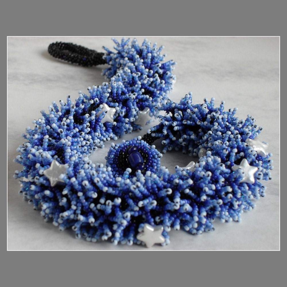 Blue Beaded Necklace - Galaxy Stars Super-Powered Collar