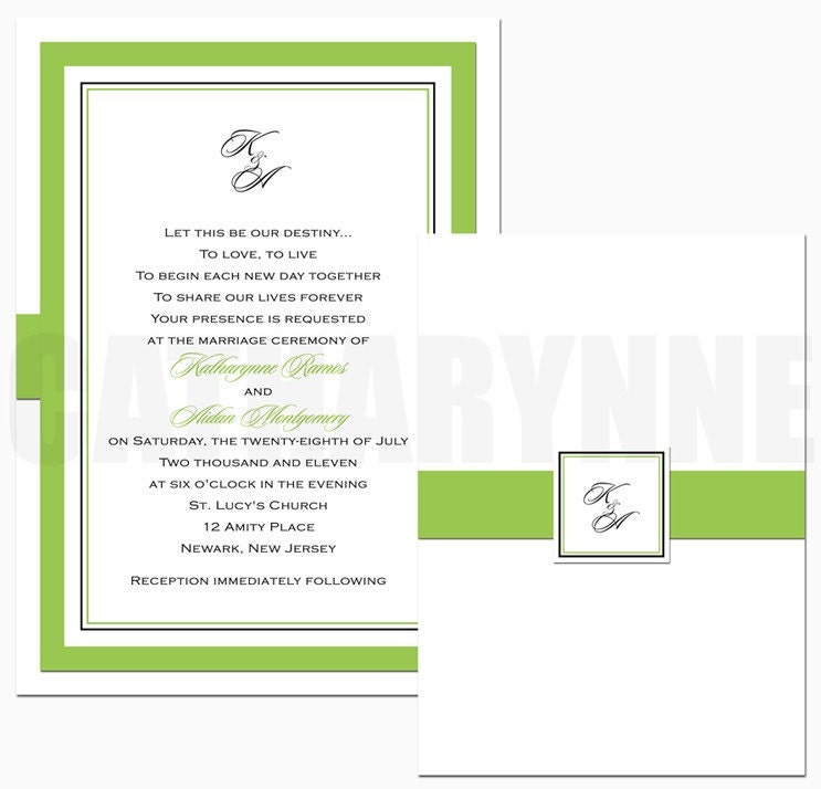 Wedding Invitation in Apple Green From catharynne
