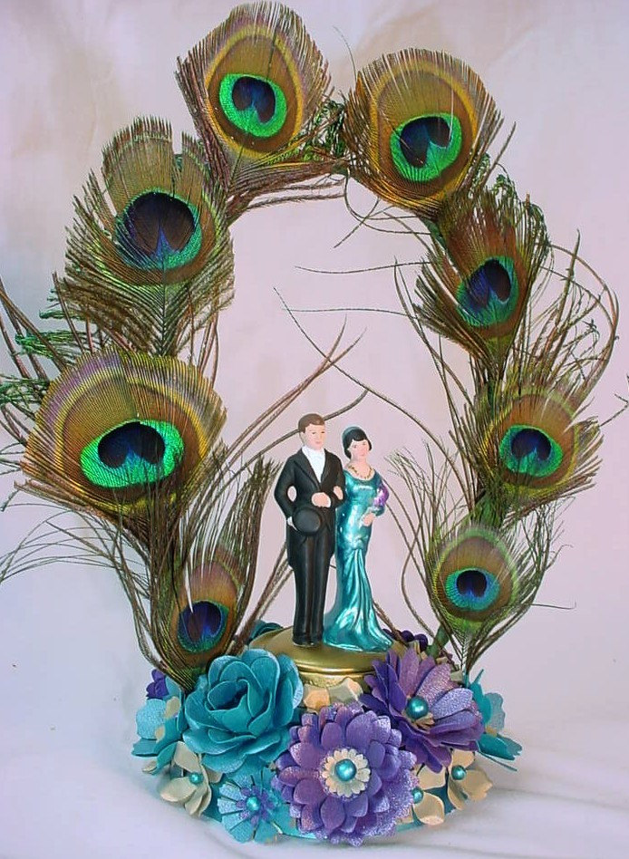 Peacock Wedding Cake Topper