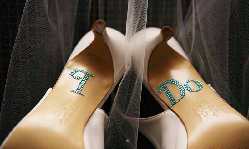 Something Blue for your wedding shoes with rhinestones