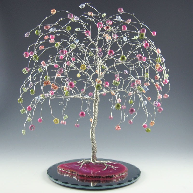 Wedding Cake Topper Willow Tree with Flowers and Butterflies OOAK4