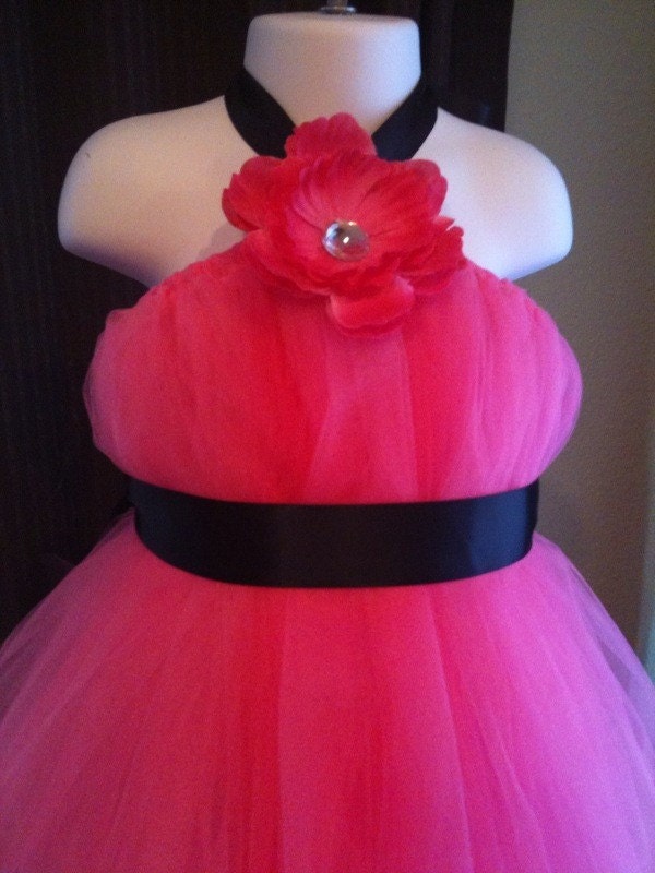 Hot Pink Flamingo Tutu Dress ADORABLE Wedding Flowergirl Flower Girl 