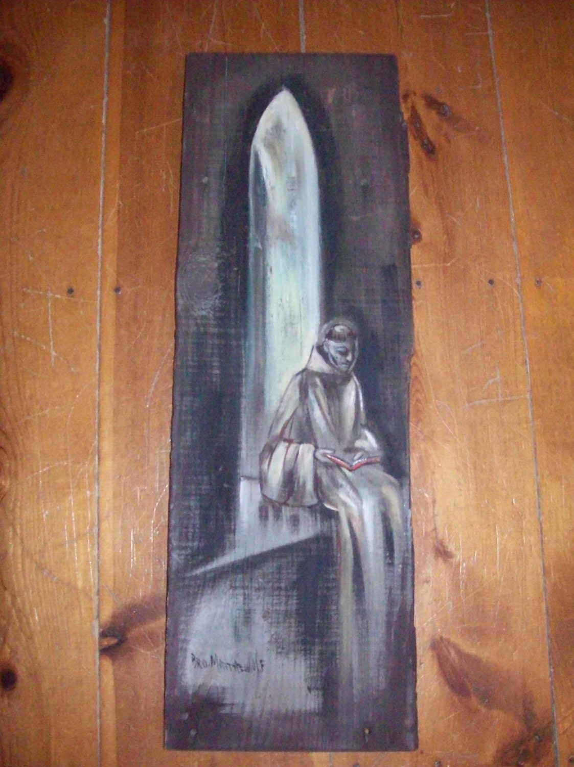 Signed Brother Matthew OSF painting barnwood by WoodyswagRecycle4U