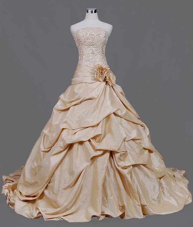 This Gold Wedding Dress is made from beautiful Taffeta with a fabulous