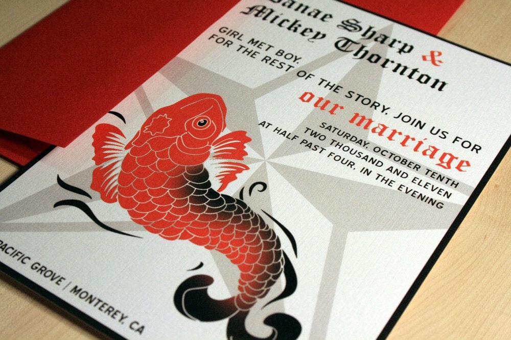 Koi Tattoo Inspired Wedding Invitations Buy this Deposit to Get Started