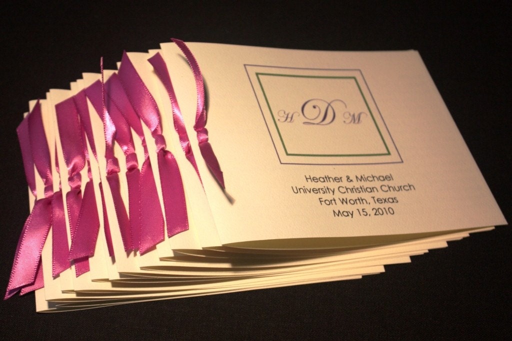 printityourself file folded wedding program with ribbon by WhiteWeddings