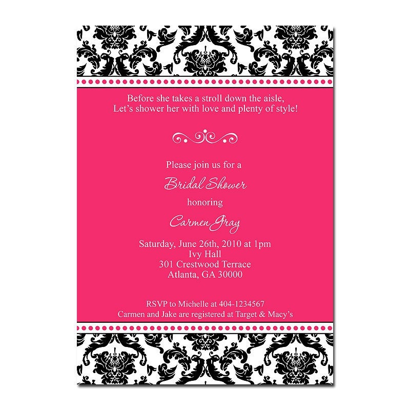  black and white damask invitation It can be used for a bridal shower 
