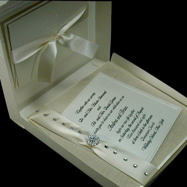 Boxed Couture Wedding Invitations Black Tie Wedding Ivory Formal 