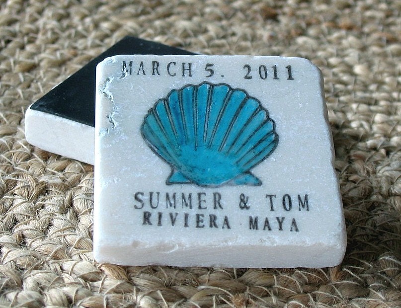 Scallop Seashell Save the Date Magnets Wedding Favors Set of 25