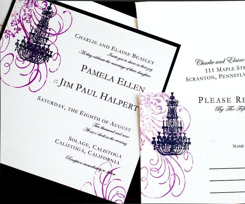 Vintage Chandelier Wedding Invitation Set From MeantimeDesigns
